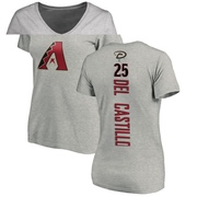 Women's Arizona Diamondbacks Adrian Del Castillo ＃25 Backer Slim Fit T-Shirt Ash