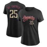 Women's Arizona Diamondbacks Adrian Del Castillo ＃25 City Connect Name & Number T-Shirt - Black