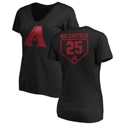 Women's Arizona Diamondbacks Adrian Del Castillo ＃25 RBI Slim Fit V-Neck T-Shirt - Black