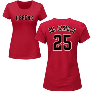 Women's Arizona Diamondbacks Adrian Del Castillo ＃25 Roster Name & Number T-Shirt Crimson