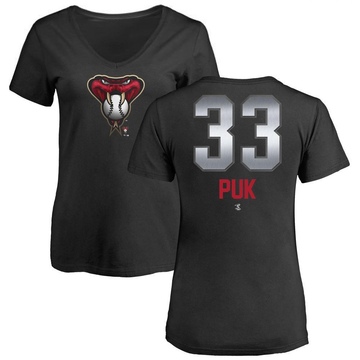 Women's Arizona Diamondbacks A.J. Puk ＃33 Midnight Mascot V-Neck T-Shirt - Black