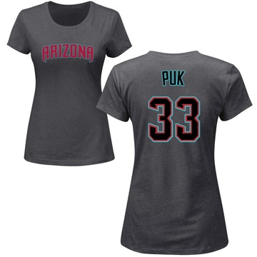 Women's Arizona Diamondbacks A.J. Puk ＃33 Roster Name & Number T-Shirt - Charcoal