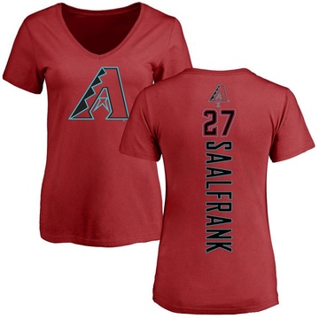 Women's Arizona Diamondbacks Andrew Saalfrank ＃27 Backer Slim Fit T-Shirt - Red