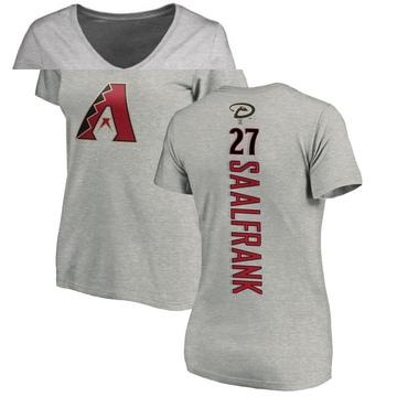 Women's Arizona Diamondbacks Andrew Saalfrank ＃27 Backer Slim Fit T-Shirt Ash