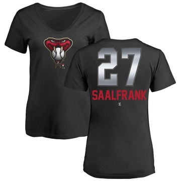 Women's Arizona Diamondbacks Andrew Saalfrank ＃27 Midnight Mascot V-Neck T-Shirt - Black