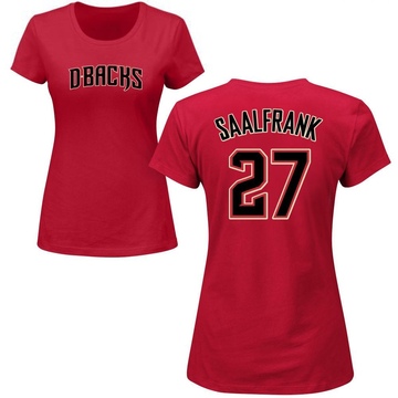 Women's Arizona Diamondbacks Andrew Saalfrank ＃27 Roster Name & Number T-Shirt Crimson