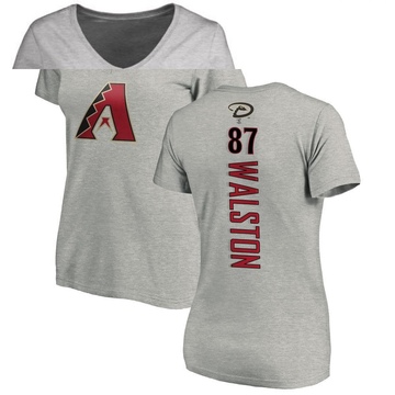 Women's Arizona Diamondbacks Blake Walston ＃87 Backer Slim Fit T-Shirt Ash