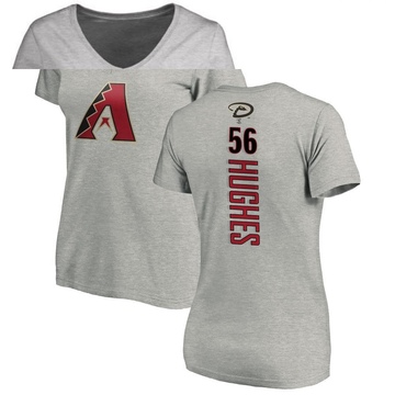 Women's Arizona Diamondbacks Brandon Hughes ＃56 Backer Slim Fit T-Shirt Ash