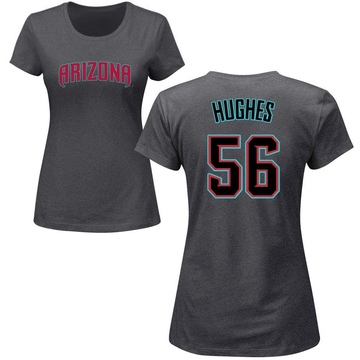 Women's Arizona Diamondbacks Brandon Hughes ＃56 Roster Name & Number T-Shirt - Charcoal