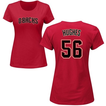 Women's Arizona Diamondbacks Brandon Hughes ＃56 Roster Name & Number T-Shirt Crimson