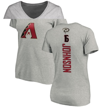 Women's Arizona Diamondbacks Brett Johnson ＃16 Backer Slim Fit T-Shirt Ash