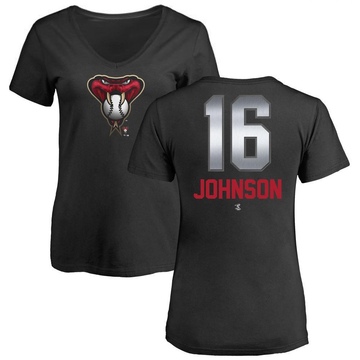 Women's Arizona Diamondbacks Brett Johnson ＃16 Midnight Mascot V-Neck T-Shirt - Black