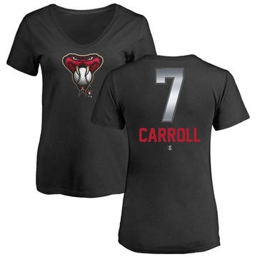 Women's Arizona Diamondbacks Corbin Carroll ＃7 Midnight Mascot V-Neck T-Shirt - Black