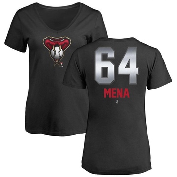 Women's Arizona Diamondbacks Cristian Mena ＃64 Midnight Mascot V-Neck T-Shirt - Black