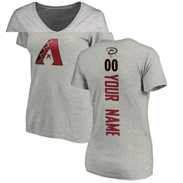 Women's Arizona Diamondbacks Custom ＃00 Backer Slim Fit T-Shirt Ash