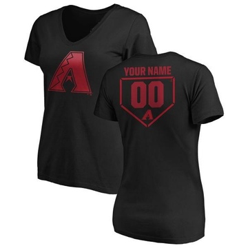 Women's Arizona Diamondbacks Custom ＃00 RBI Slim Fit V-Neck T-Shirt - Black