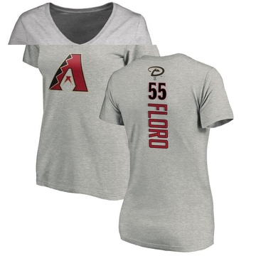 Women's Arizona Diamondbacks Dylan Floro ＃55 Backer Slim Fit T-Shirt Ash