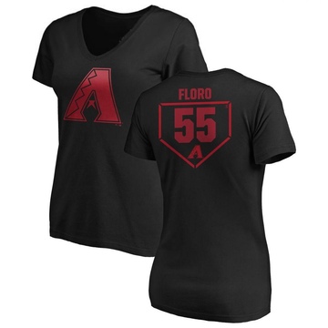 Women's Arizona Diamondbacks Dylan Floro ＃55 RBI Slim Fit V-Neck T-Shirt - Black