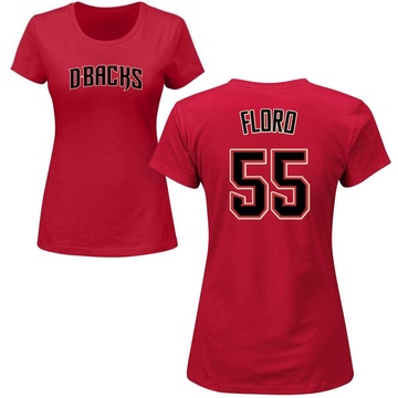 Women's Arizona Diamondbacks Dylan Floro ＃55 Roster Name & Number T-Shirt Crimson