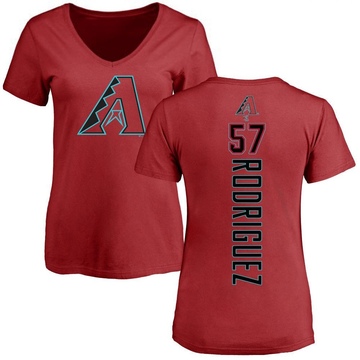 Women's Arizona Diamondbacks Eduardo Rodriguez ＃57 Backer Slim Fit T-Shirt - Red