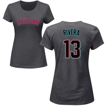 Women's Arizona Diamondbacks Emmanuel Rivera ＃13 Roster Name & Number T-Shirt - Charcoal