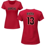 Women's Arizona Diamondbacks Emmanuel Rivera ＃13 Roster Name & Number T-Shirt Crimson