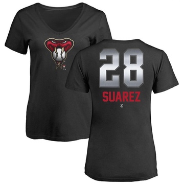 Women's Arizona Diamondbacks Eugenio Suarez ＃28 Midnight Mascot V-Neck T-Shirt - Black