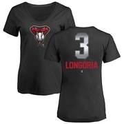 Women's Arizona Diamondbacks Evan Longoria ＃3 Midnight Mascot V-Neck T-Shirt - Black