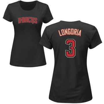 Women's Arizona Diamondbacks Evan Longoria ＃3 Roster Name & Number T-Shirt - Black