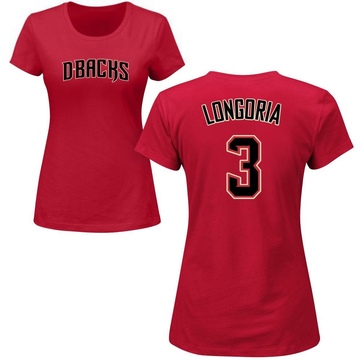 Women's Arizona Diamondbacks Evan Longoria ＃3 Roster Name & Number T-Shirt Crimson