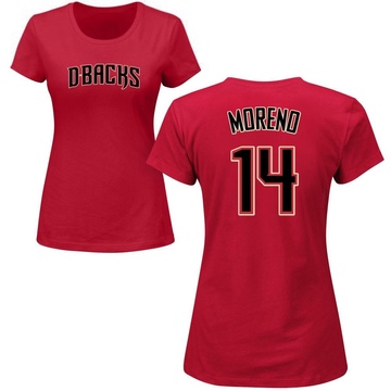 Women's Arizona Diamondbacks Gabriel Moreno ＃14 Roster Name & Number T-Shirt Crimson