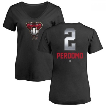 Women's Arizona Diamondbacks Geraldo Perdomo ＃2 Midnight Mascot V-Neck T-Shirt - Black