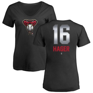 Women's Arizona Diamondbacks Jake Hager ＃16 Midnight Mascot V-Neck T-Shirt - Black