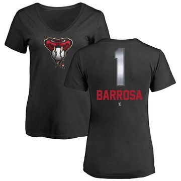 Women's Arizona Diamondbacks Jorge Barrosa ＃1 Midnight Mascot V-Neck T-Shirt - Black