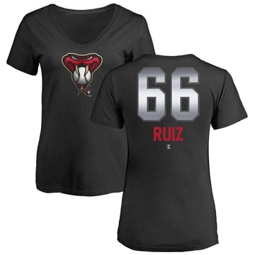 Women's Arizona Diamondbacks Jose Ruiz ＃66 Midnight Mascot V-Neck T-Shirt - Black