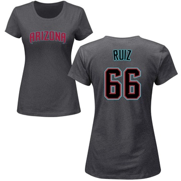 Women's Arizona Diamondbacks Jose Ruiz ＃66 Roster Name & Number T-Shirt - Charcoal