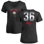 Women's Arizona Diamondbacks Josh Bell ＃36 Midnight Mascot V-Neck T-Shirt - Black