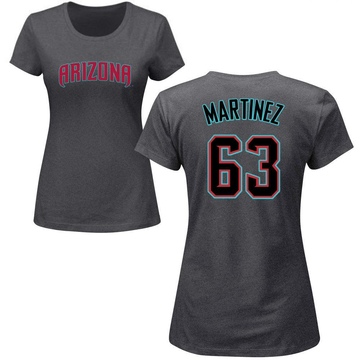 Women's Arizona Diamondbacks Justin Martinez ＃63 Roster Name & Number T-Shirt - Charcoal