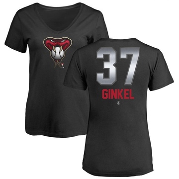 Women's Arizona Diamondbacks Kevin Ginkel ＃37 Midnight Mascot V-Neck T-Shirt - Black