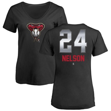 Women's Arizona Diamondbacks Kyle Nelson ＃24 Midnight Mascot V-Neck T-Shirt - Black