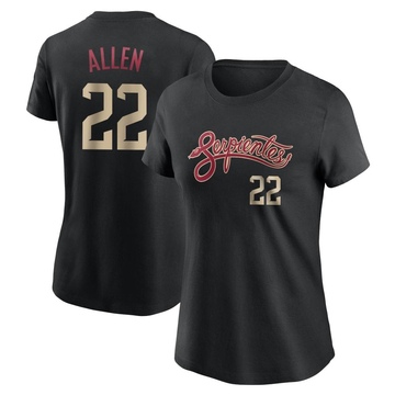 Women's Arizona Diamondbacks Logan Allen ＃22 City Connect Name & Number T-Shirt - Black