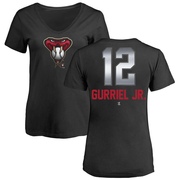 Women's Arizona Diamondbacks Lourdes Gurriel Jr. ＃12 Midnight Mascot V-Neck T-Shirt - Black