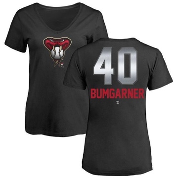 Women's Arizona Diamondbacks Madison Bumgarner ＃40 Midnight Mascot V-Neck T-Shirt - Black