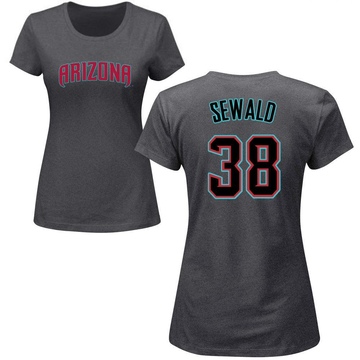 Women's Arizona Diamondbacks Paul Sewald ＃38 Roster Name & Number T-Shirt - Charcoal