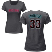 Women's Arizona Diamondbacks Peter Strzelecki ＃33 Roster Name & Number T-Shirt - Charcoal