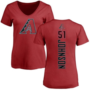 Women's Arizona Diamondbacks Randy Johnson ＃51 Backer Slim Fit T-Shirt - Red