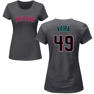 Women's Arizona Diamondbacks Thyago Vieira ＃49 Roster Name & Number T-Shirt - Charcoal