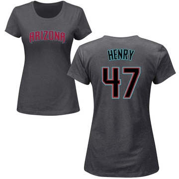 Women's Arizona Diamondbacks Tommy Henry ＃47 Roster Name & Number T-Shirt - Charcoal