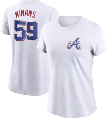 Women's Atlanta Braves Allan Winans ＃59 2023 City Connect Name & Number T-Shirt - White