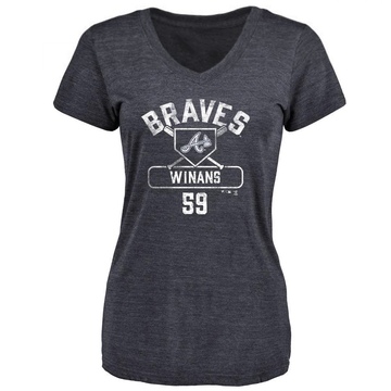 Women's Atlanta Braves Allan Winans ＃59 Base Runner T-Shirt - Navy